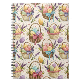 Caderno Espiral Wicker Basket Easter Eggs with Lavender