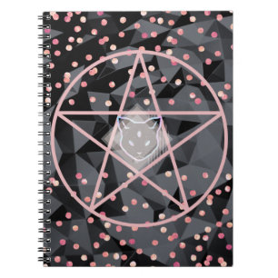 Caderno Espiral WiizyWitch Magic Witch Cosmic Cat Pentacle Magick