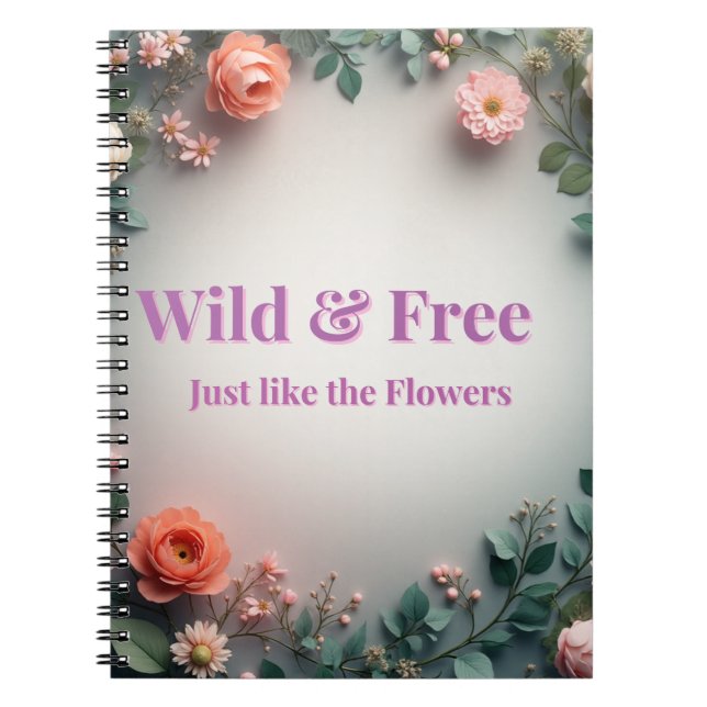 Caderno Espiral  Wild & Free Floral Line Art | Boho Minimal Design (Frente)
