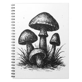 Caderno Espiral Wild Woodland Mushrooms – Ink Art