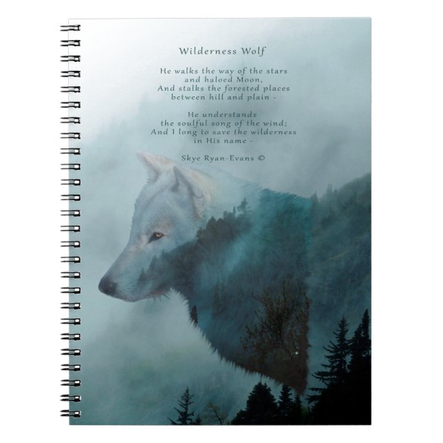 Caderno Espiral Wilderness Wolf & Eco Poem (Frente)