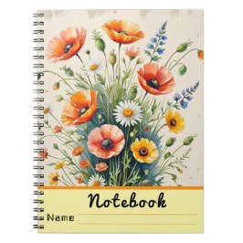 Caderno Espiral Wildflower Watercolor Bouquet