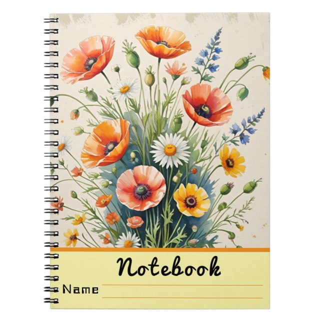 Caderno Espiral Wildflower Watercolor Bouquet (Frente)