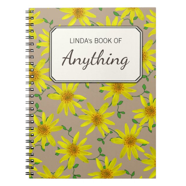 Caderno Espiral Wildflowers amarelos botânicos em alguma cor (Frente)