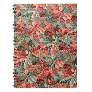 Caderno Espiral William Morris Acanto Ferrugem Vermelho Sage Verde