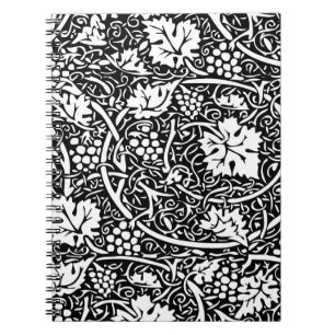 Caderno Espiral William Morris Black White Grape Vine
