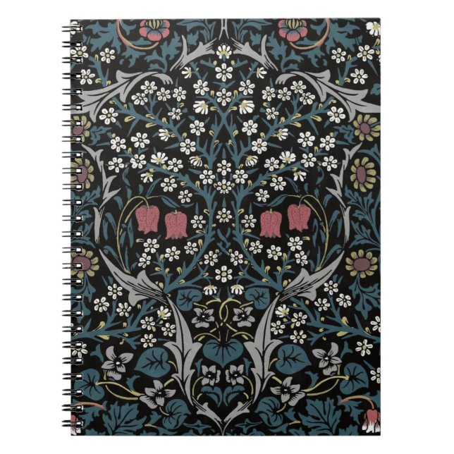 Caderno Espiral William Morris Blackthorn Floral Art Nouveau (Frente)