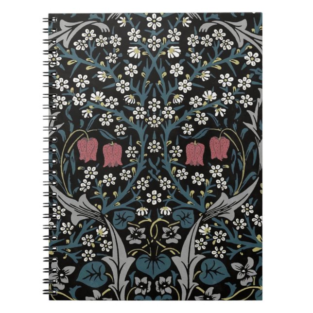 Caderno Espiral William Morris Blackthorn Floral Art Nouveau (Frente)