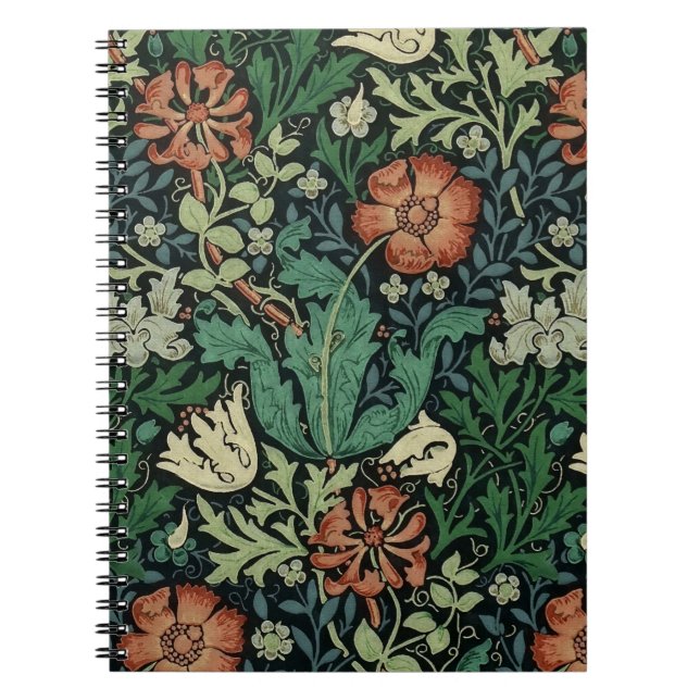 Caderno Espiral William Morris Compton Floral Art Nouveau Pattern (Frente)