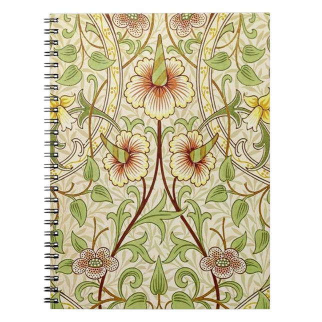 Caderno Espiral William Morris Daffodil Classic Flower Wallpaper (Frente)