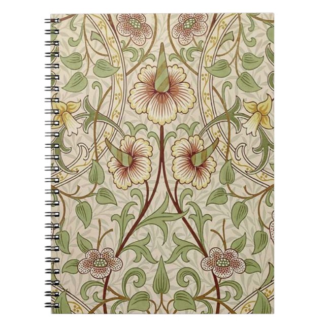 Caderno Espiral William Morris Daffodil Classic Flower Wallpaper (Frente)