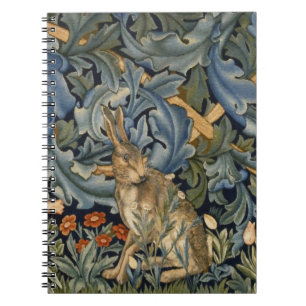 Caderno Espiral William Morris Forest Rabbit Floral Art Nouveau