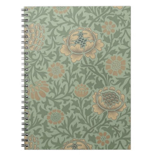 Caderno Espiral William Morris Grafton Padrão Floral Verde Sálvia