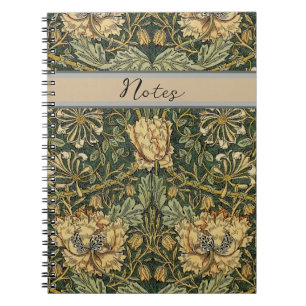 Caderno Espiral William Morris Honeysuckle Green Floral