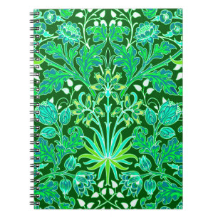 Caderno Espiral William Morris Hyacinth Impressão, Emerald Green