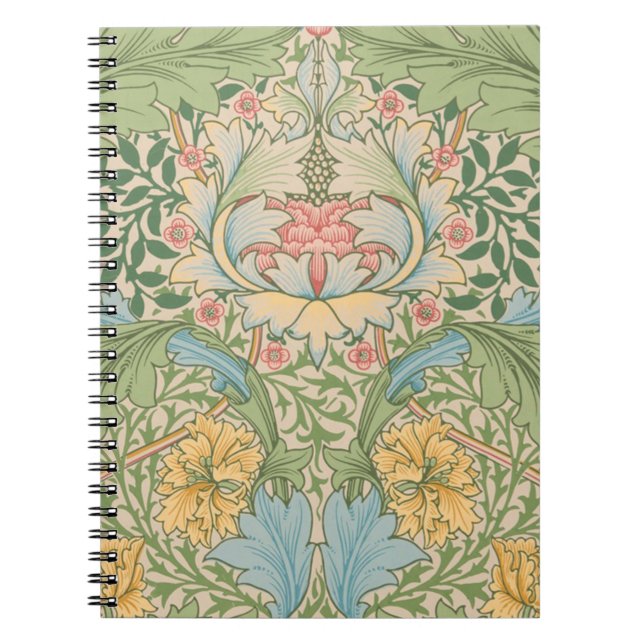 Caderno Espiral William Morris Myrtle Floral Botânico (Frente)