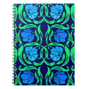 Caderno Espiral William Morris Pimpernel, Blue & Emerald Green