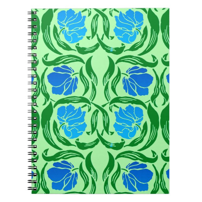 Caderno Espiral William Morris Pimpernel, Blue & Verde limão (Frente)