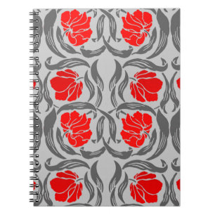 Caderno Espiral William Morris Pimpernel, Cinzas prateadas e verme