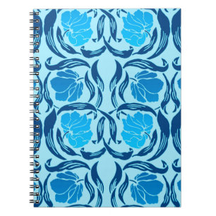 Caderno Espiral William Morris Pimpernel, Denim e Azul Claro