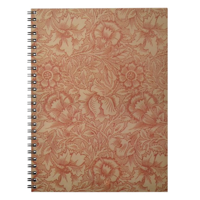 Caderno Espiral William Morris Pink Poppy Floral Flor (Frente)