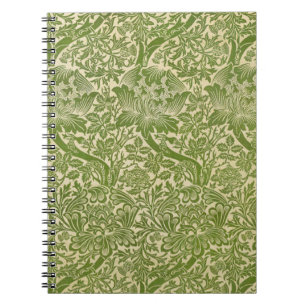 Caderno Espiral William Morris Rosa e Thistle Floral Green