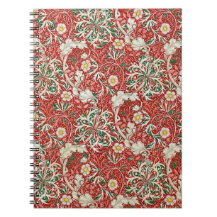 Caderno Espiral William Morris Seaweed Vermelhos Antigos Flores