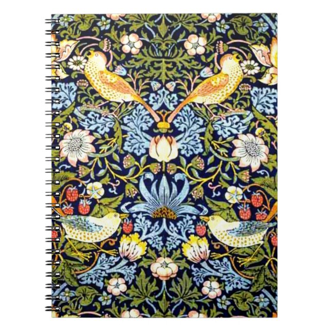 Caderno Espiral William Morris, Strawberry Thief, (Frente)