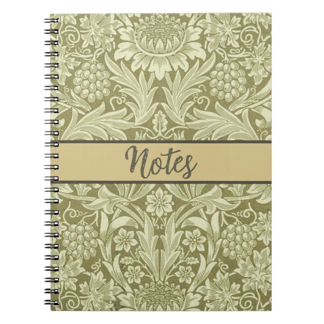 Caderno Espiral William Morris Sunflower Green Flower (Frente)