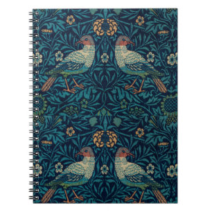 Caderno Espiral William Morris Vintage Blue Birds Padrão