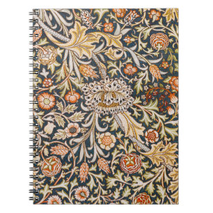 Caderno Espiral William Morris Vintage Trent Azul Padrão Floral