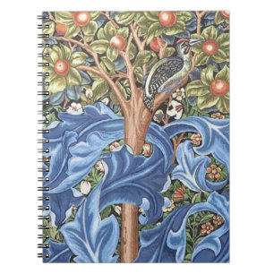 Caderno Espiral William Morris Woodpecker Tapeçaria Vintage Floral