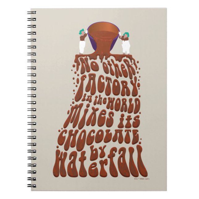 Caderno Espiral Willy Wonka Chocolate Waterfall Typografia (Frente)