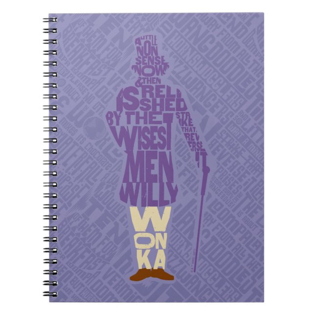 Caderno Espiral Willy Wonka Quote Silhouette (Frente)