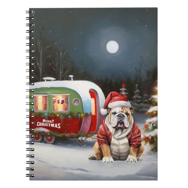 Caderno Espiral Winter Bulldog Caravan Christmas Adventure (Frente)