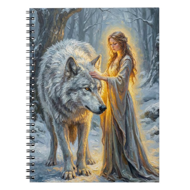 Caderno Espiral Winter Goddess & White Wolf (Frente)