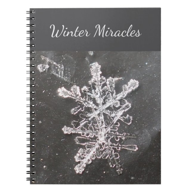 Caderno Espiral Winter Miracles Snowflake Photo Spiral Notebook (Frente)