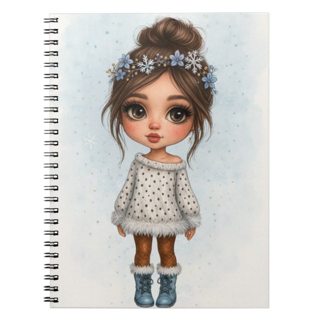 Caderno Espiral Winter Snowflake Girl Notebook  (Frente)