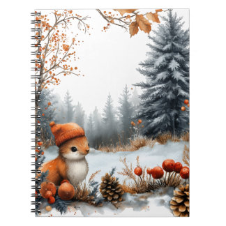 Caderno Espiral Winter Squirrel in Frosted Forest