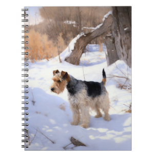 Caderno Espiral Wire Fox Terrier Deixe Nevar Natal