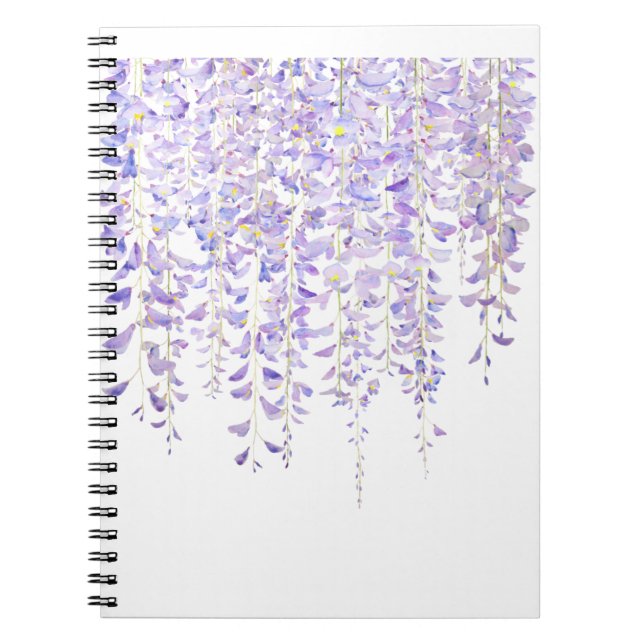 Caderno Espiral wisteria púrpura em cor d'água florida 2021 (Frente)