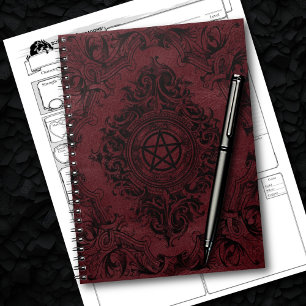 Caderno Espiral Witchery Flourish Pentágono de fantasia vermelha