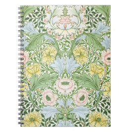 Caderno Espiral Wm Morris Myrtle Floral Arte Nova Brilhante