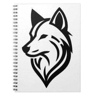 Caderno Espiral Wolf Face Silhouette minimalista