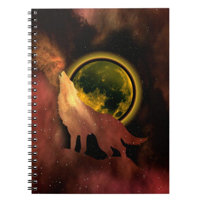 CADERNO ESPIRAL WOLF HOWLING NA GALÁXIA DA LUA ESPACIAL (Frente)