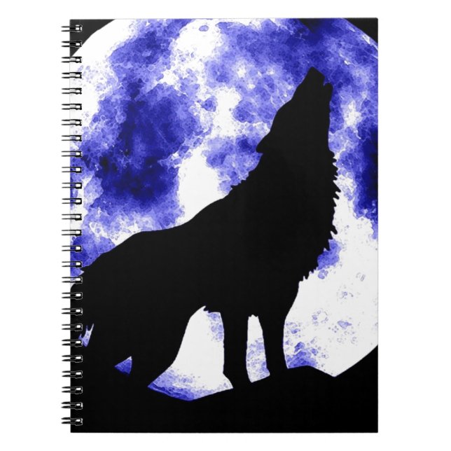 Caderno Espiral Wolf Howling na Lua (Frente)
