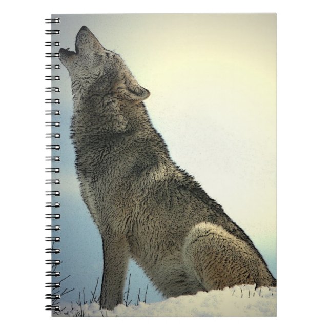 Caderno Espiral Wolf Howling no notebook da neve (Frente)