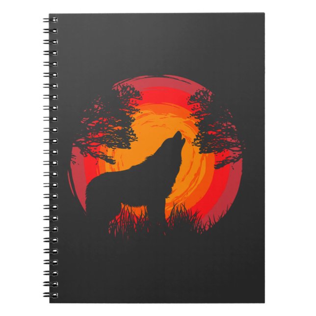 Caderno Espiral Wolf Howling no Sol (Frente)
