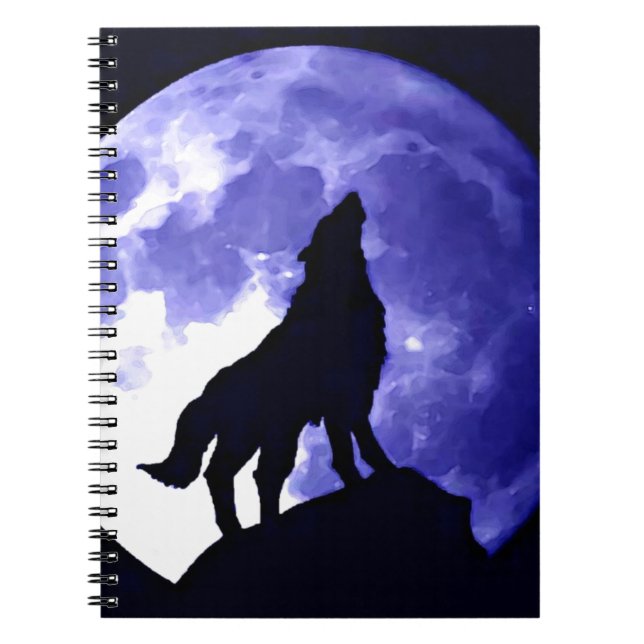 Caderno Espiral Wolf Silhouette e Lua Completa (Frente)