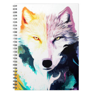 Caderno Espiral Wolf Wild Nature - Pintura De Cor Animal